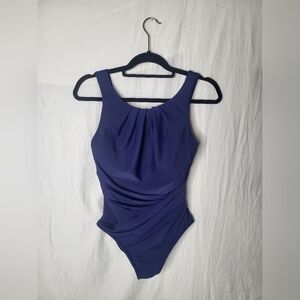 MiracleSuit Regatta Blue Slimming Tummy Control One Piece Swimsuit Size Small